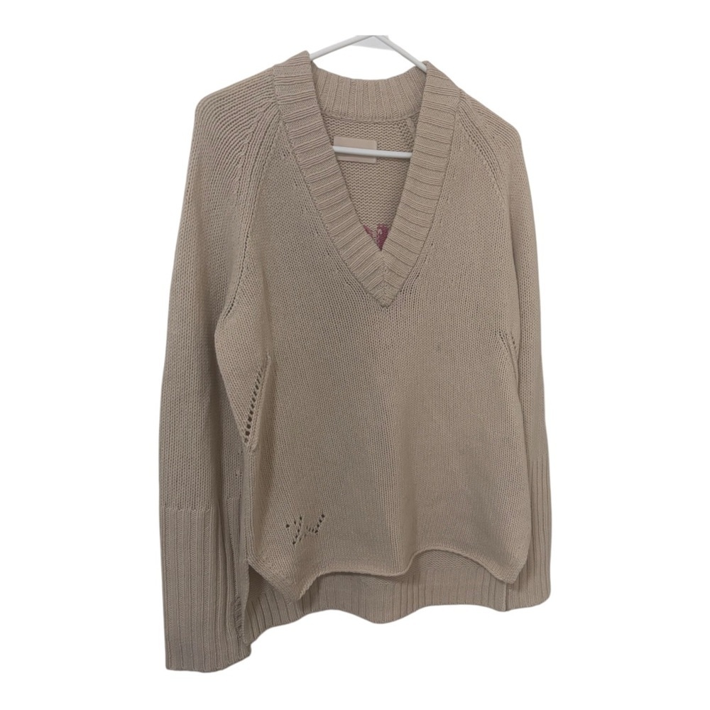 Zadig & Voltaire 100% merino wool Valmy we amour vneck sweater size S - Picture 2 of 15